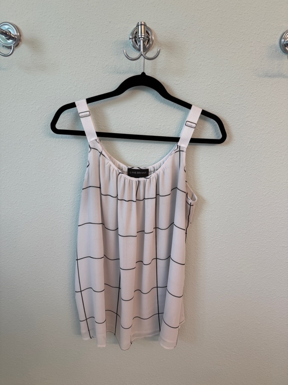 Lane Bryant White Camisole with Black Grid Pattern